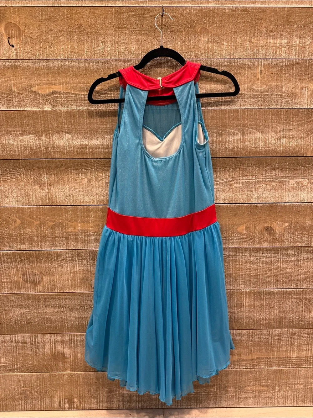 The Lineup Adult L Blue Tulle Dress with Red Collar and Belt